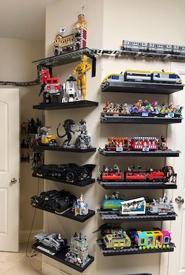 Hobby Room inside entry corner and LEGO train yard on closet wall